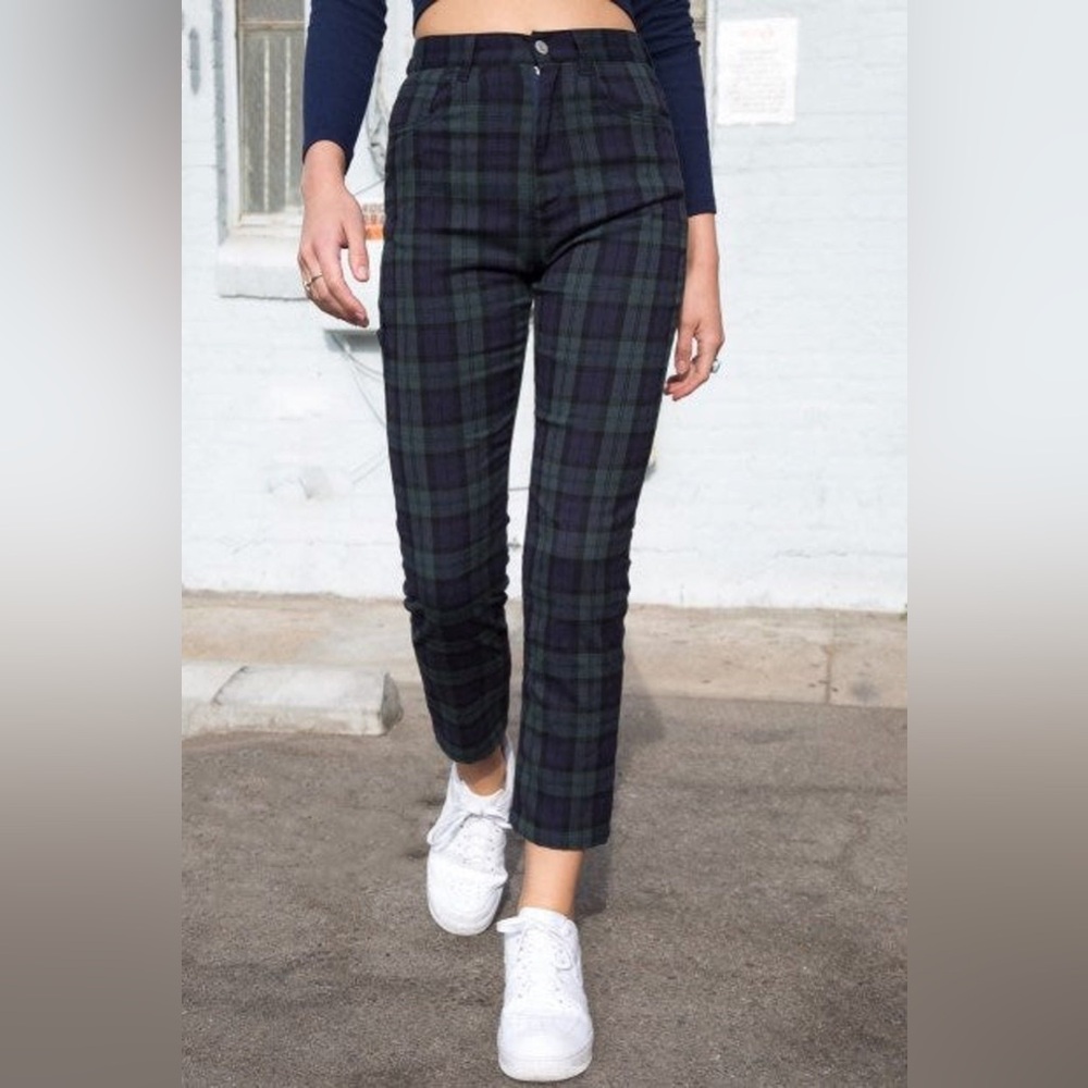 Brandy Melville Green Plaid Tilden Pants
